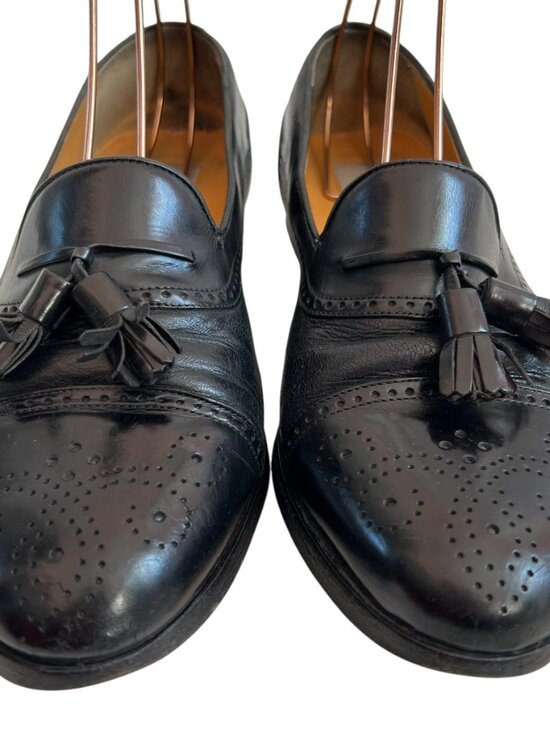 Mezlan loafers Havana black leather slip on shoes mens 8.5 tassel main image 12